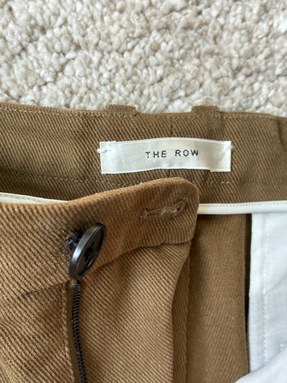The Row Men's Brown Cotton Twill Chinos